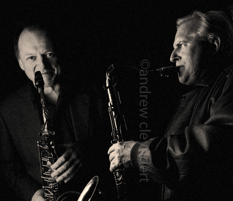 Scott Hamilton and Alan Barnes, Jazz saxophonists, Portrait, photograph